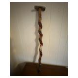 (LR)ï¿½ Hand-Carved Walking Stickï¿½37ï¿½