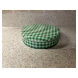 (K)ï¿½Vtg Green Gingham Tin Containerï¿½7ï¿½2.