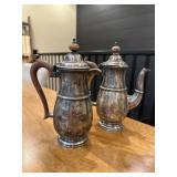 (LR)ï¿½Vtg Silver-Plated Coffee/Tea Potsï¿½7.5ï¿½