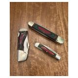 (LR)ï¿½3 Vtg Frost Pocket Knivesï¿½4.5ï¿½