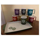 (HC)ï¿½Vtg Chalet Mugs/Tray Setï¿½12.5ï¿½7.5