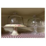 (K-Hutch)ï¿½Vtg Glass Cake Domes w/Standsï¿½9ï¿½9