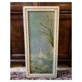 (L)ï¿½ Framed Swan Oil Paintingï¿½15.5ï¿½33.75