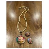 (LR)ï¿½Vtg Cloisonne Setï¿½1.75ï¿½