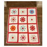 (LR)ï¿½Vtg. Dresden Plate Quiltï¿½70ï¿½84