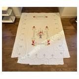(LR)ï¿½Vtg. Tufted Tableclothï¿½77.5ï¿½96.5