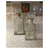 (P)ï¿½Jose Cuervo Glass Decantersï¿½9.5 & 8ï¿½ tall.