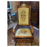 (LR)ï¿½Vtg Needlepoint Rocking Chairï¿½22x25x43