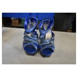 Qupid Blue Strappy Pumps 8