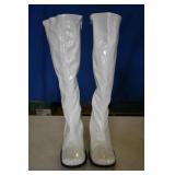 Ellie White Patent Leather Knee High Boots 8M