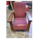Vtg Solid Wood & Fabric Rocking Chair