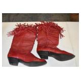 Dingo Red Leather Tassel Boots 8-8.5