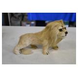 Vtg Real Fur Lion with Glass Eyes Figure