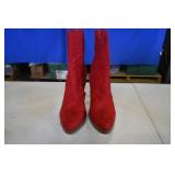 Delicious Red Suede Ankle Boots 8.5