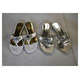 2 Pair Ashley Judd Jeweled Flip Flops 8