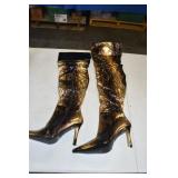 New Gold Faux Snakeskin Boots 8.5