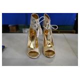 Wild Rose Gold Snake Skin Ankle Heels 8