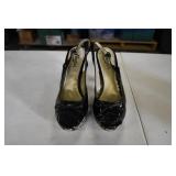 Candies Black Patent Peep Toe Leopard 8