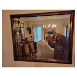 Beveled Mirror With Wooden Frame