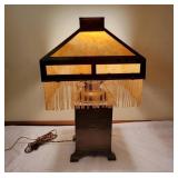 Vintage Brass and Glass Table Lamp