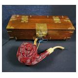 Hand-Carved Meerschaum Pipe & Box
