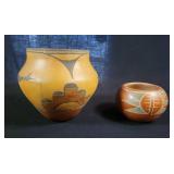 Two Hand-Painted Pottery Pieces