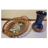 Mexican Folk Art Pottery & Basket