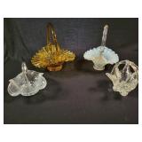 Four Glass Decorative Baskets
