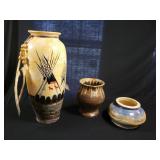 Three Hand-Painted Pottery Items