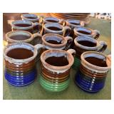 12 Vtg Glazed Pottery Mugs