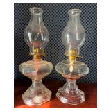 Vtg Glass Hurricane Lamps