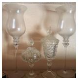 Vtg Glass Hurricane and Candy Jars Set