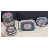 Vtg Chinoiserie Decorative Dish Set