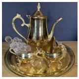Vtg Gold-Tone Coffee & Tea Set