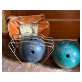 Vtg Bowling Balls With Bag and Stand