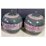 Vtg Chinoiserie Ginger Jars Pair