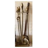 Vtg Brass Fireplace Tool Set