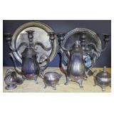 Vtg Silver Plated Tea Set & Accessories