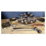 Vtg Brass Mini Goblets and Accessories
