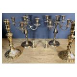 Vtg Brass Candelabras and Candlesticks