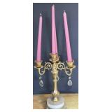 Vtg Gold Candelabra with Marble Base