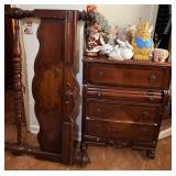 Vtg Wooden Dresser, Bed Frame, & More