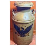 Vtg Painted Metal Milk Can With Eagle Design