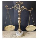 Vtg Brass Balance Scale with Marble Base
