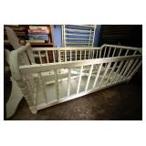 Vtg White Wooden Baby Cradle