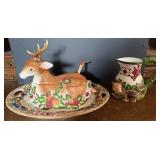 Noritake Deer Tureen and Fox Pitcher