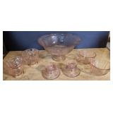 Vtg Pink Depression Glassware Set