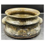 Handmade Glazed Stoneware Pot with Handles
