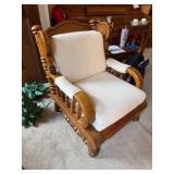 Wooden Armchair With Cushioned Seat