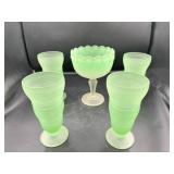 Vtg. Indiana Glass Frosted Green Glassware